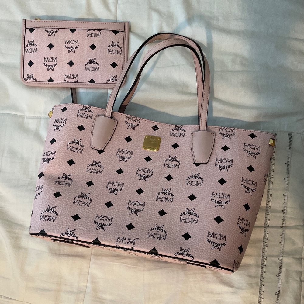 MCM powder pink Visetos small tote